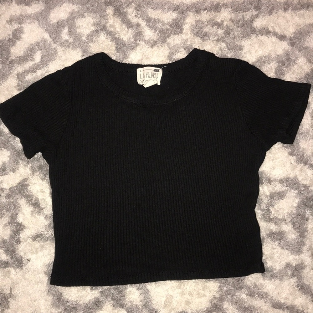 LA Hearts black crop top